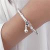 Bambú para la Paz Nuevo Estilo Chino Temperamento Retro Bambú Candado de Paz Pulsera de Campana Ajustable de Empuje y Tiro Pulsera Juvenil