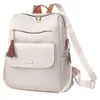 Nova Bolsa Feminina Casual Moda Feminina Leve Franja Duas Alças Mochila Multifuncional Estilo Britânico Retrô Color Block