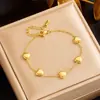 Europa y Estados Unidos moda transfronteriza nicho diseño simple amor accesorios cadena metal acero de titanio chapado en oro pulsera para mujer venta al por mayor