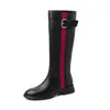 Botas de montar de moda estilo británico de 3.5 cm con bloques de color, nueva colección otoño/invierno 2026, punta redonda, tacón grueso, botas hasta la rodilla para mujer