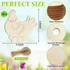 Decoración de Gallina de Pascua de Madera Transfronteriza Piezas de Madera DIY Pintura de Dibujos Animados Decoración de Acción de Gracias para Colorear y Dibujar para Niños