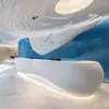 Balcão Frontal de Fibra de Vidro com Formato Especial Pintado em Arco Balcão de Recepção de Empresa Balcão de Caixa de Salão de Beleza Grande Simples de Alto Padrão Bar