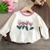 Ropa de Otoño para Niñas 2026 Nuevo Estilo Camiseta Ropa Infantil Camisa Base de Manga Larga Estampada para Bebés Niñas Top Versátil de Bloques de Color