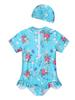 Traje de baño triangular de manga corta para niños, traje de baño de una pieza para niñas pequeñas, traje de baño floral con volantes para playa, para surf