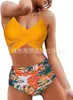 Bikini de Dos Piezas para Mujer de Estilo Europeo y Americano, Multicolor, Empacado Rígido, Push-Up, de Cintura Alta, que Favorece la Figura, para la Playa, Más Vendido en Aliexpress Amazon
