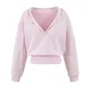 Moletom com capuz rosa estilo coreano para mulheres, novo design de outono, top curto emagrecedor e versátil