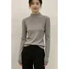 Suéter de punto de cuello redondo medio para mujer, atuendo de otoño e invierno, prenda interior de suéter, se puede usar solo, moderno, top base ajustado para mujer, venta al por mayor