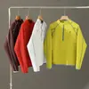 Estilo Montanha Outdoor Casal Masculino e Feminino Outono Gola Alta Meio Zíper Respirável Top Esportivo Costura Dupla Camiseta Esportiva Manga Longa