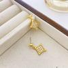 Aretes Coreanos de Trébol de Cuatro Hojas de Oro de 18K con Aguja de Plata 925 para Mujer, Aretes de Alta Gama Elegantes, Simples, Lujo Accesible, Aretes de Circonita, Joyería