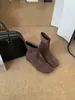 Primer Encuentro Temporada Estilo Coreano Botas Adelgazantes Mujer Punta Redonda Elásticas Botines Cortos Nuevo Estilo Otoño/Invierno Suela Plana Botas Adelgazantes para Ponerse