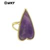 WT-R512 personalizado original estilo ins piedra preciosa natural diseño largo en forma de corazón cristal rosa ojo de tigre anillo de fiesta