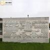 Fábrica tallado en piedra dragón y fénix relieve mármol blanco flores rico redondo mural flores tallado en piedra personalizado