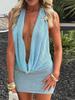 Vestido Bodycon Corto Desnudo de Cuello en V Profundo Ajustado Estilo Europeo y Americano Transfronterizo para Mujer, Moda de Verano, Pieza Única al por Mayor