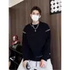 Tejido Negro de Cuello Redondo para Adolescentes Hombres Otoño e Invierno Holgado y Atractivo Marca de Moda Tejido Simple y Versátil Tejido Casual