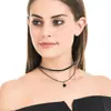 Joia Suijue Personalizada Estilo Japonês e Coreano Cordão de Couro Preto de Duas Camadas Estrela de Cinco Pontas Pingente Dourado Corrente para Clavícula Harajuku Colar com Contas Douradas