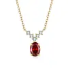 Collar de plata de ley S925 con forma de V de gota de agua y circón de colores, cadena para la clavícula chapada en oro de 18 quilates, venta al por mayor transfronteriza, en stock, directo de fábrica