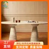 Mesa de Centro Retangular de Travertino Natural Estilo Chinês Vintage Novo Mesa de Chá Lobby de Hotel B&B Mesa de Centro Redonda de Pedra Em Estoque
