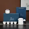 Set de Té de Jade Estilo Chino de Alta Gama Cerámica Una Tetera Cuatro Tazas Evento de Reunión Anual de Empresa Regalo de Negocio