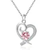Collar de Corazón de Plata de Ley S925 con Doce Piedras de Nacimiento Europeo y Americano Transfronterizo Moda para Mujer Estilo Ins de Amazon Colgante Versátil