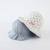 Sombrero de Pescador Dulce Floral Estilo Coreano para Niños, Bonito Sombrero de Sol Reversible para Bebés Niñas, Sombrero de Cubo Versátil para Exteriores