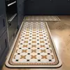 Felpudo de cocina a cuadros retro de terciopelo de cristal, felpudo largo, estilo persa, antideslizante, resistente al aceite y a las manchas, venta al por mayor desde el fabricante