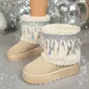 Botines Gruesos de Suela Gruesa, Cómodos y Versátiles para Mujer, Novedad Otoño e Invierno 2025, Estilo Nicho, con Borlas y Abalorios, Botas de Nieve