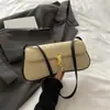 Moda de Playa Estilo Coreano, Elegante y Sencilla, Bolso de Hombro Bajo de Alto Valor, Bolso de Paja Colorblock para Vacaciones en la Playa