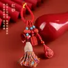 Chaveiro de cabaça vermelha de cinábrio de alta concentração, mineral natural cru, atacado, pingente para chaveiro de carro, acessório de bolsa popular da tendência nacional