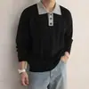Directo del fabricante: nueva colección otoño/invierno para hombre de suéteres de punto modernos, casuales, estilo americano con diseño de dos piezas falsas y un cuello elegante