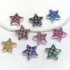 Cuentas Perforadas con Patrón de Cuadros en Forma de Estrella, Amuletos para Zapatos, Accesorios DIY para Cadena de Teléfono, Estrella de Cinco Puntas Transfronteriza