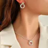 Conjunto de Duas Peças Geométrico Oco em Liga Leve Popular de Luxo Leve e de Alta Qualidade da Xiyin para Mulheres, Conjunto de Joias de Nicho Tendência Simples de Luxo Leve