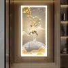 Pintura Decorativa de Entrada com Nove Peixes Mural de Parede para Porta de Entrada de Sala de Estar de Alto Padrão Pintura de Luz para Corredor Corredor Pintura Pendurada