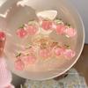 Novo clip rosa transparente de pêssego da primavera, estilo garota suave, doce japonês, grampo de tubarão, acessórios de cabelo, adorno de cabeça, atacado