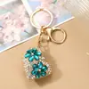 Llavero de Corazón con Pedrería Nuevo Estilo Transfronterizo Colgante para Coche Metal Cristal Accesorio para Mochila Flor Corazón Pequeño Regalo