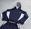 Conjunto de Sudadera con Parches Bordados y Pantalones Deportivos para Hombre Cross-Border Mertra, Estilo Retro Americano, Holgado, Tendencia High Street, Hip-Hop