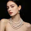 Conjunto de collar corto con perlas de vidrio multicapa HJ-8