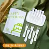 Novo Prato de Jantar com Faca e Garfo para Bolo de Aniversário Conjunto Prato de Papel Descartável Garfo de Plástico Prato Combinação de Louça Três em Um