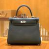 Piel de Vaca de Togo Hilo de Cera Cosido a Mano Costura Interior Bolso Clásico Kelly Platino Bolso de Hombro Cruzado para Mujer 28cm