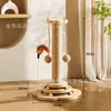 Juguete para gatos con plato giratorio de madera maciza, estructura para trepar gatos, resistente al desgaste y que no suelta pelo, poste rascador para gatos de autoentretenimiento, poste rascador de juguete para gatos gordos, resistente al desgaste, al por mayor