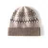 Gorro Jacquard de Cachemira Retro para Hombres y Mujeres Fair Isle con Dobladillo Frío Sombrero de Invierno de Moda Versátil Calidez para Exteriores Gorro de Punto