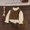Nueva colección de otoño 2026 para niñas: conjunto de camisa, chaleco y shorts moderno y elegante para niños