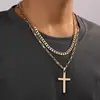 Design de Nicho Sentido Moda Tendência Colar com Pingente Cruzado Estilo Ins Europeu e Americano Masculino Corrente de Clavícula Personalizada Hip-Hop