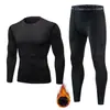 Ropa de otoño traje de hombre ropa interior térmica manga larga ajustada camiseta básica ajustada pantalones largos de otoño forrados de polar sencillo de invierno top de invierno