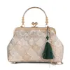Bolsa Qipao estilo chinês bolsa de noite com borla retrô bolsa pequena bolsa transversal bolsa de três usos presente