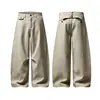 Calça listrada estilo "old money" americano para homens e mulheres, calça casual curva drapeada vintage para primavera e outono, calça de terno para o dia a dia de corte solto