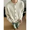 Suéter cárdigan gris estilo Old Money para hombre, Otoño, Tejido perezoso y relajado, Corte limpio, Sensación de alta gama, Ropa de abrigo