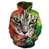 Halloween Europeu e Americano Venda Quente Novo Impressão Digital de Lobo Roupa de Casal Manga Longa com Capuz Moletom Solto Casual Roupa Externa