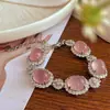 Pulsera de Calcedonia Rosa Natural Pulsera de Ágata Tendencia de Moda Celebridad de Internet Estilo Caliente Simple Favorita de la Diosa Regalo Modelo al por Mayor