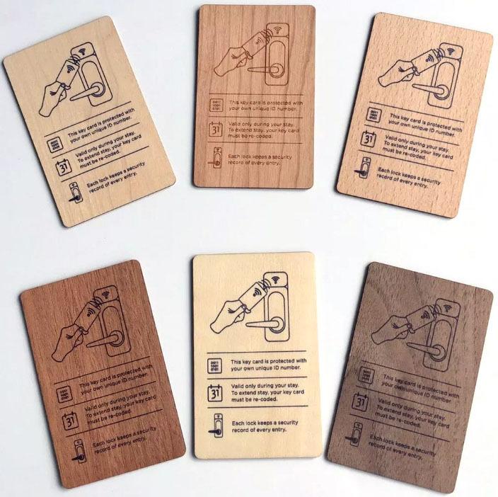 Wood hotel key card