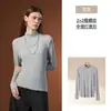 Blusa Base Yu Zhaolin Lisa Gola Meia-Alta para Mulheres Outono/Inverno Camada Interna Emagrecedora de Alta Qualidade Pode Ser Usada por Fora Ajustada Manga Longa Top de Outono